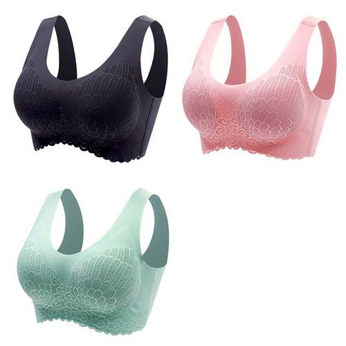 Shop Generic 3pcs Plus Size Bras For Women Push Up Seamles Bra Latex  Bralette Bh With Pad 3XL 4XL Comfort Cooling Gathers(#S22) Online