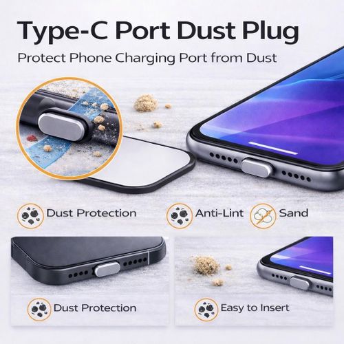 Generic  ( 1 PIECE )White Phone Charging Port Dust Plug – For Type-C - image 7