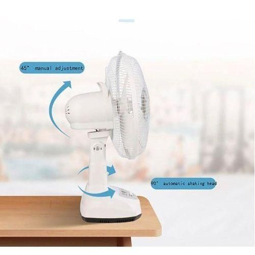 Generic  Quality Rechargeable Solar Table Fan With Light Bulbs - 12 Inches Blades - image 3