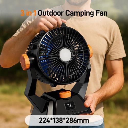 FlashFish Box Fan X60 Solar Rechargeable Fan Built-in Powerful Desk Fan Battery 15600mah Comes With LED Light Table fan Suitable For Staying Cooling Outdoors - image 6