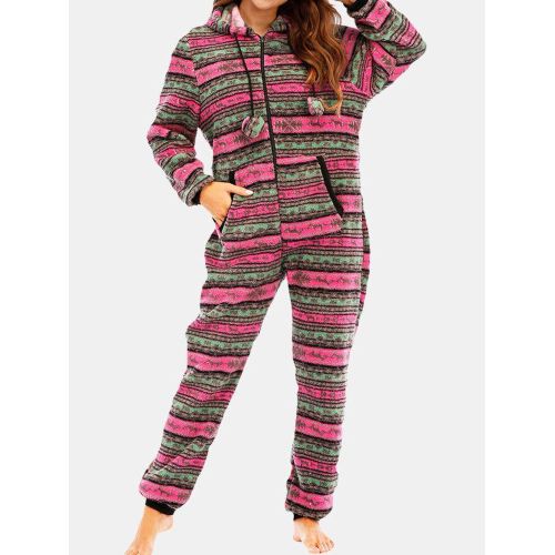 Women's Christmas Long Sleeve Striped Pajama Set, Ladies