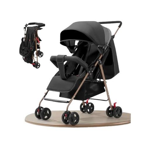 product_image_name-Generic-Foldable And Adjustable Stroller, Back Seat can be Adjusted to Sleep Position with Storage Space Under - Black-1