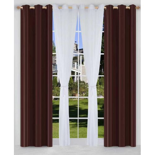 product_image_name-Generic-4pcs set curtains(2pcs sunblock curtains and 2 pcs voile curtains)- brown (150 x 240 cm)-1