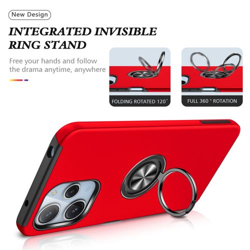 product_image_name-Generic-For Redmi 12 4G PC Hybrid TPU Ring Holder Phone Case(Red)-7