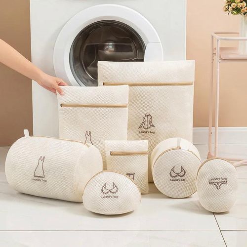 7 Size Washing Bags Mesh Polyester Embroidery Net Bra Wash Basket