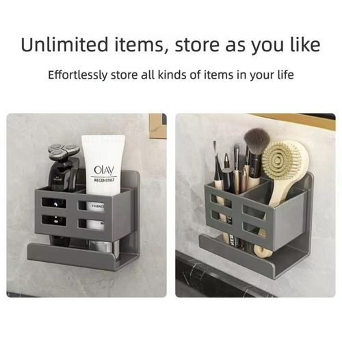 Generic 2 Pcs Bathroom storage rack, wall-mounted storage shelf without drilling, office storage box - image 4