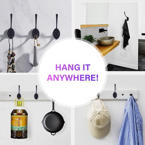 Generic Coat Hooks Wall Mounted, 8 Pack Metal Hooks for Hanging, Black - image 8