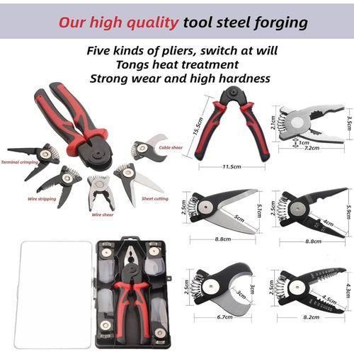 Generic 5-in-1 Multifunctional Interchangeable Head Pliers Tool Set, Wire Cutter, Vise, Wire Stripper Tool Set - image 2