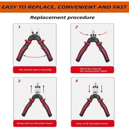 Generic 5-in-1 Multifunctional Interchangeable Head Pliers Tool Set, Wire Cutter, Vise, Wire Stripper Tool Set - image 3