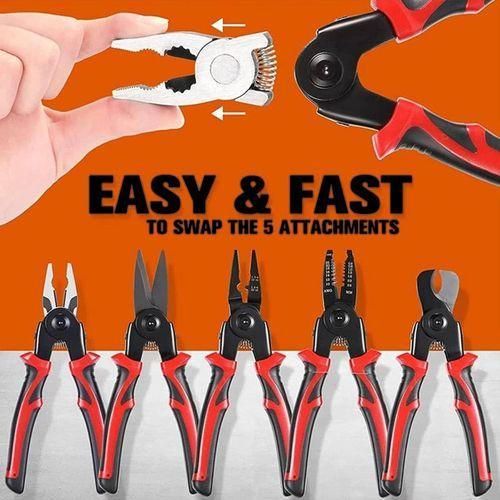 Generic 5-in-1 Multifunctional Interchangeable Head Pliers Tool Set, Wire Cutter, Vise, Wire Stripper Tool Set - image 7