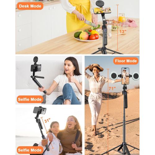 Generic LED Ring Light with Tripod & Phone Holder - Black - image 2