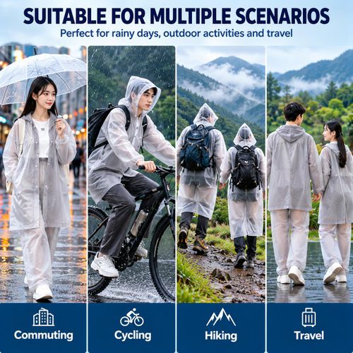 Dou-color Rain Suit, Waterproof Windproof EVA Raincoat with Hood & Rain Pants, Lightweight Sealed Seams, Unisex for Cycling Hiking Travel - image 6