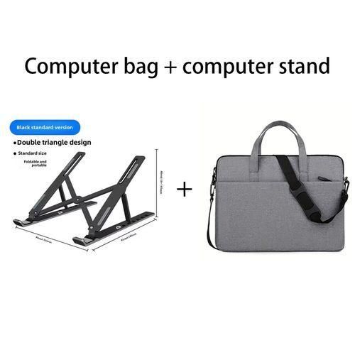 product_image_name-Fashion-Stylish Lightweight Handbag Single Shoulder Laptop Bag + Computer Stand 2 In 1 - Grey/Black-4