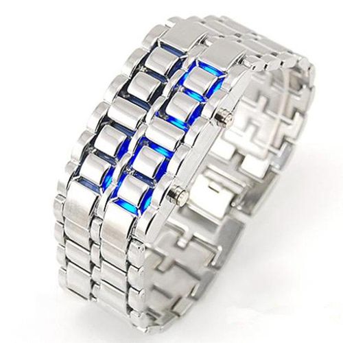 Futuristic Cool Design Blue Led Lava Watch Metallic Black Or Sliver Bracelet  Band | Fruugo BH