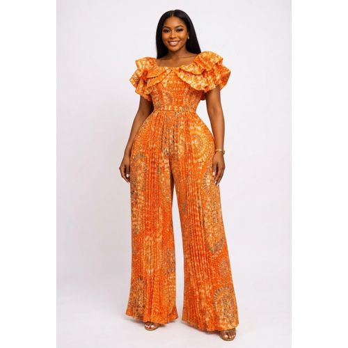 Fashion  Short ruffle-sleeve jumpsuit-medium/large