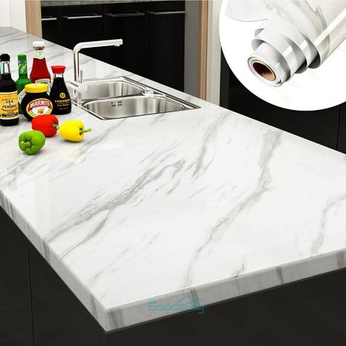 Generic White Marble Contact Paper Self Adhesive Peel Stick Wallpaper Kitchen Countertop - image 3