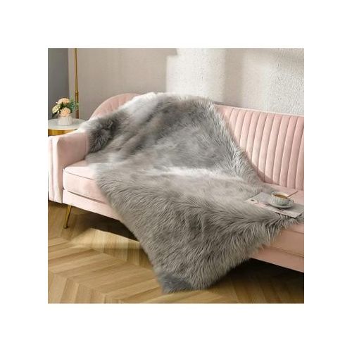 White Label 19.7x31.5" Anti-Slip Modern Shaggy Mat With Long Hair - Grey - image 2