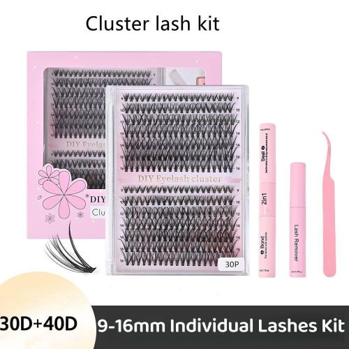 product_image_name-Generic-Cluster Lashes 168 pcs Wispy Lash Clusters D Natural Eyelashes Extensions 9-16mm Mix 30D+40D Individual Lashes with Lash Glue,Remover and Seal Tweezers Thin Band Eyelashes Cluster for DIY Lash Extensi-1