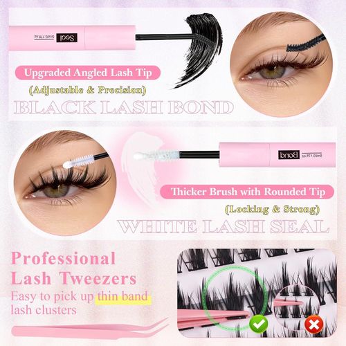 product_image_name-Generic-Cluster Lashes 168 pcs Wispy Lash Clusters D Natural Eyelashes Extensions 9-16mm Mix 30D+40D Individual Lashes with Lash Glue,Remover and Seal Tweezers Thin Band Eyelashes Cluster for DIY Lash Extensi-3