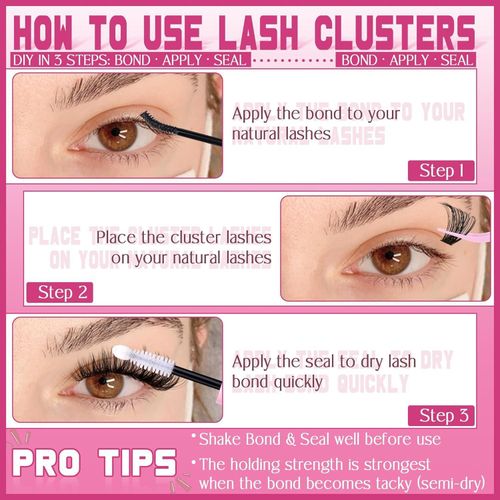 product_image_name-Generic-Cluster Lashes 168 pcs Wispy Lash Clusters D Natural Eyelashes Extensions 9-16mm Mix 30D+40D Individual Lashes with Lash Glue,Remover and Seal Tweezers Thin Band Eyelashes Cluster for DIY Lash Extensi-6