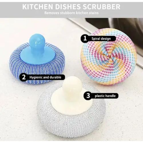 product_image_name-AD GALAXY-4pcs Non - Stick Scrubbing Brush for Cooking Utensils  - Multicolours -2