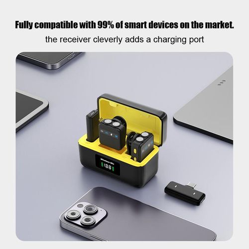 Basix Wireless Lapel Microphone Lavalier Tie Dual Mic Condenser Double TYPE-C Android Phones IPhone  IOS Adapter - image 7