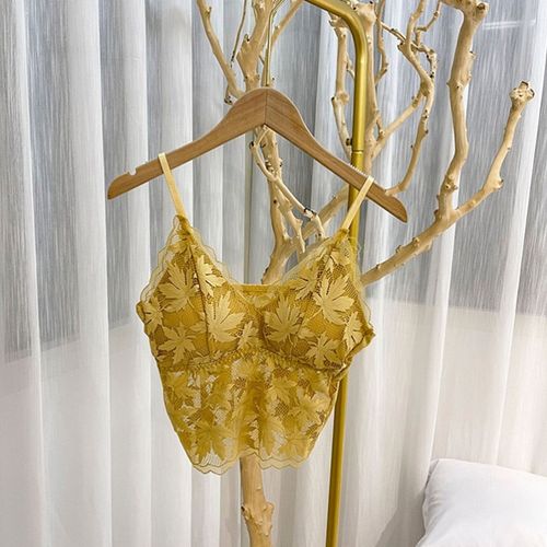 Shop Generic Female Summer Crop Tank Top Women Fashion Deep V Lace Bras  Embroidery Floral Tank Top Bra Wrapped Chest Padded Bra(#yellow 7) Online