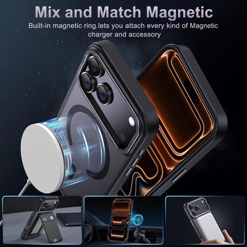 Generic For iPhone 17 Pro Metal Lens Frame Skin Feel Magnetic Phone Case(Black) - image 2