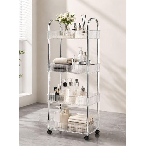 White Label Multi-Functional Acrylic 4-Tier Trolley Storage Rack (W14.96 x D11.02 x H27.26)inch - image 2