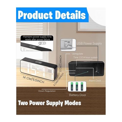 product_image_name-TodyJeyHo-Nightlight LED Digital Alarm Clock, Creative Smart, Bedside Desk Table Electronic Clock, Rechargeable, Date &Temp Display Digital Wall Clocks, for Bedroom Kitchen Office (BLACK)-4