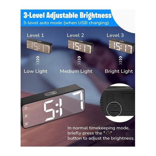 product_image_name-TodyJeyHo-Nightlight LED Digital Alarm Clock, Creative Smart, Bedside Desk Table Electronic Clock, Rechargeable, Date &Temp Display Digital Wall Clocks, for Bedroom Kitchen Office (BLACK)-5