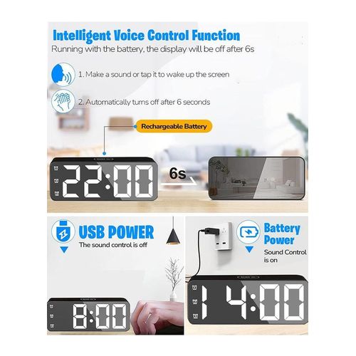 product_image_name-TodyJeyHo-Nightlight LED Digital Alarm Clock, Creative Smart, Bedside Desk Table Electronic Clock, Rechargeable, Date &Temp Display Digital Wall Clocks, for Bedroom Kitchen Office (BLACK)-7