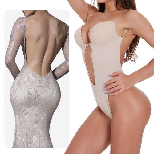Women Backless Underdress Body Shaper Bodysuit Dress Sexy Seamless
