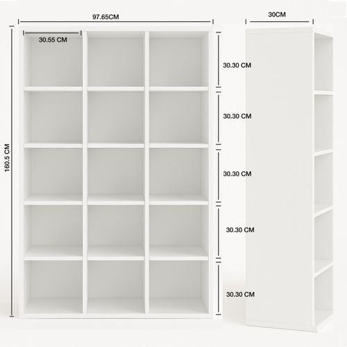 Lazava 15-Compartment Open Bookcase - White - image 3