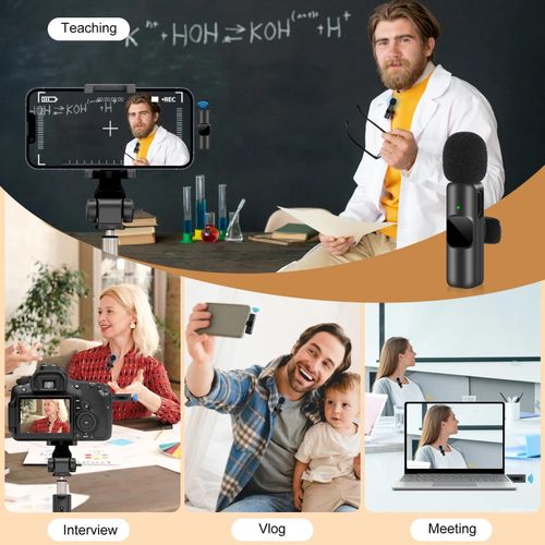 product_image_name-VIC-3pcs New Wireless Lavalier Microphone Portable Audio Video Recording Mini Mic-3