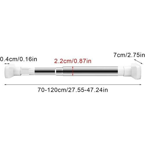 Generic Extendable Clothes Rail, 70-120cm Stainless Steel Extendable Clothes Rail Pole - image 2