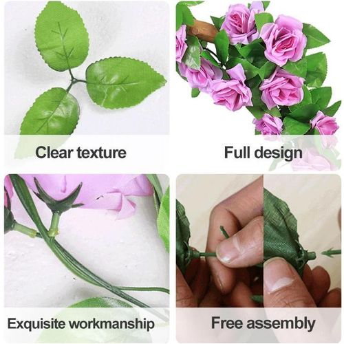 product_image_name-Generic-2pcs 7.5 Ft. Artificial Rose Vine for festival Decor, Rose Vine Artificial Flowers ,Hanging Silk Flower Garland for Outdoor Home Wall Decorations - purple-8