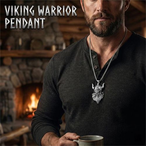 product_image_name-Fashion-ASCENT Handmade Viking Skull Necklace Pendant Chain - Mens Silver Designer Necklace-3