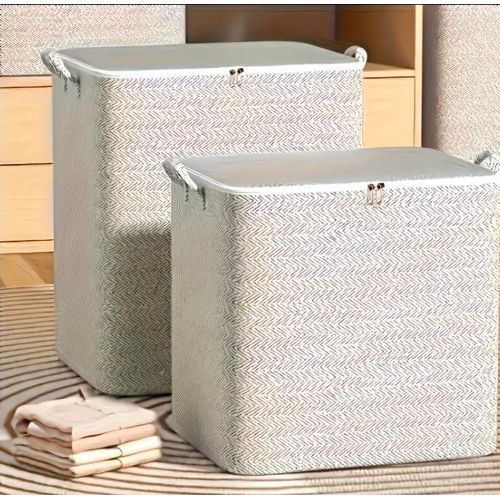 product_image_name-Generic-4-Piece Extra Large Collapsible Fabric Storage Bins - Foldable Wardrobe Organizers with Flip Top Lids - white-2