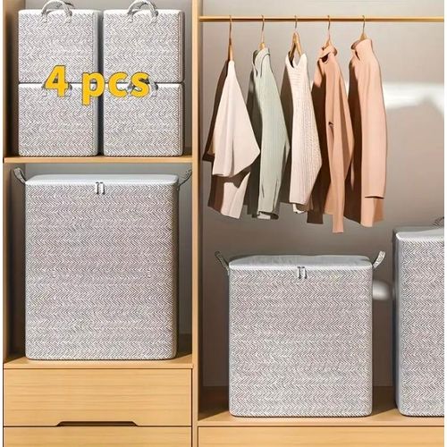 product_image_name-Generic-4-Piece Extra Large Collapsible Fabric Storage Bins - Foldable Wardrobe Organizers with Flip Top Lids - white-3