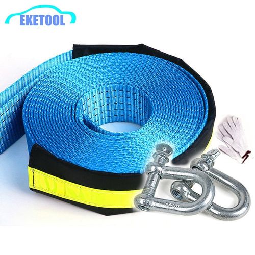 5M Car Tow Strap Kit 8 Tons Reflective Towing Recovery Rope Heavy