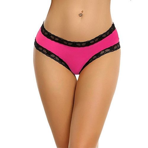 Shop Fashion Women Sexy Lingerie Lace-trimmed Crotchless Underwear Pant Red  Online