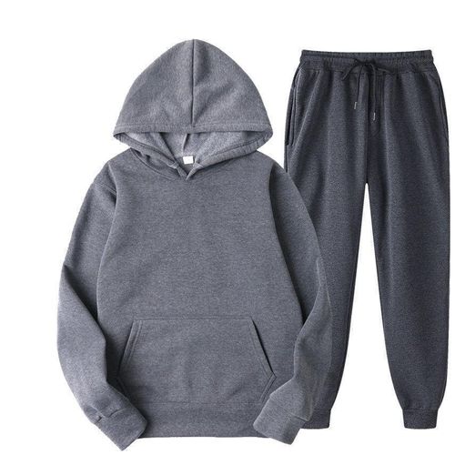 product_image_name-Generic-Unisex 2Pcs Hoodie Jogger Set - Dark Grey-4