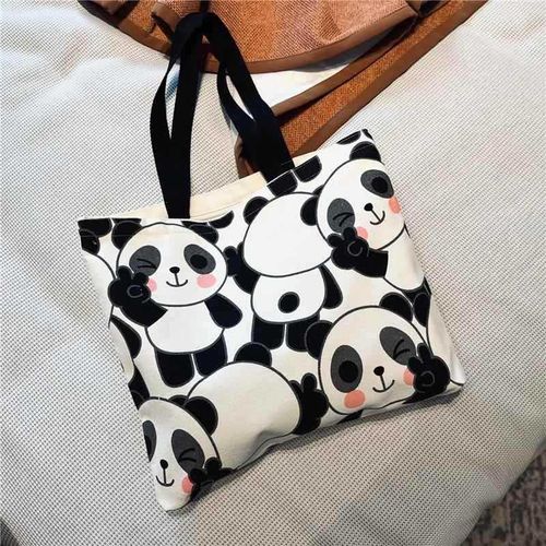 product_image_name-Fashion-HUAHUA New fashionable large capacity shoulder bag canvas bag lazy style cartoon panda pattern China style-6
