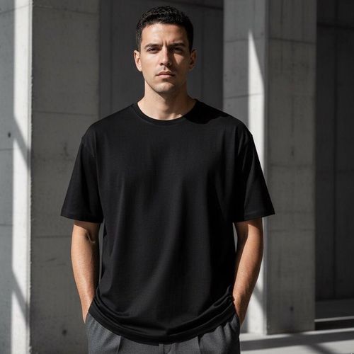 product_image_name-Generic-Unisex High-Quality 100% Cotton Stretch Shirt in Black-3