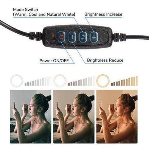 Generic 26cm Tricolor Dimmable Led Beauty Ring Light Aluminum Tripod - image 7