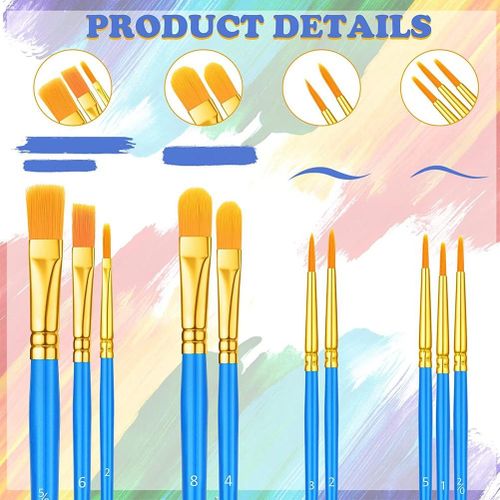 Paint Brushes Set, 4 Pack 40 Pcs Round Pointed Tip Paintbrushes Nylon Hair Artist Acrylic Paint Brushes for Acrylic Oil Watercolor, Face Nail Art