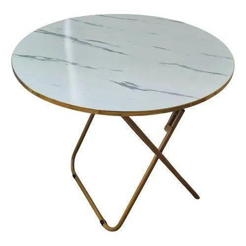 Generic 70cm Foldable Round Dining Study Table- White/Gold/Black