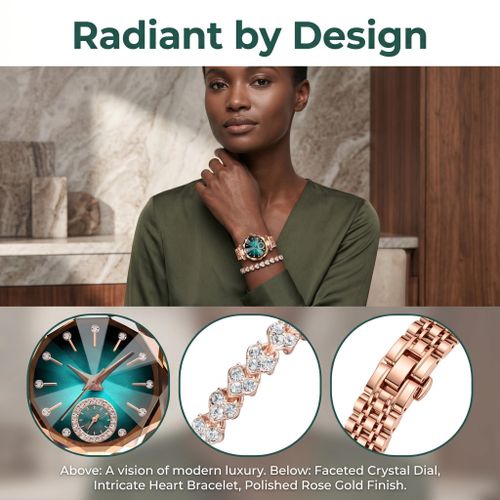 Fashion Women's Elegant Analog Creative Diamond Dial Wrist Watch - Rose Gold - image 3