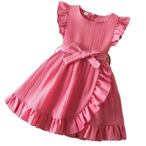 product_image_name-Kids Corner-Girl Summer Casual Dress- Peach-1